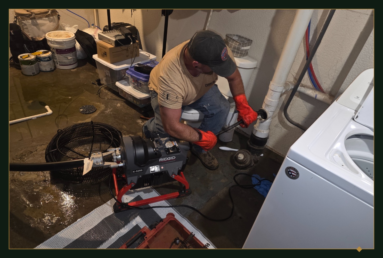 Sewer line plumbing work in progress